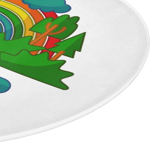 Boottochtlandschap onder de zon, wolken en regenbo snijplank (Hoek)