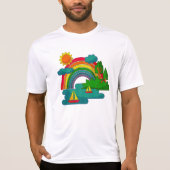 Boottochtlandschap onder de zon, wolken en regenbo t-shirt (Voorkant)