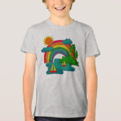 Boottochtlandschap onder de zon, wolken en regenbo Tri-Blend shirt (Voorkant)