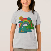 Boottochtlandschap onder de zon, wolken en regenbo Tri-Blend shirt (Voorkant)