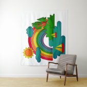 Boottochtlandschap onder de zon, wolken en regenbo wandkleed (In situ)