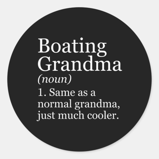 Bootvarende oma definitie Funny watersporten boot Ronde Sticker (Voorkant)