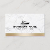 Bootverhuur & verkoop Modern Goud Border Marmer Visitekaartje (Voorkant)