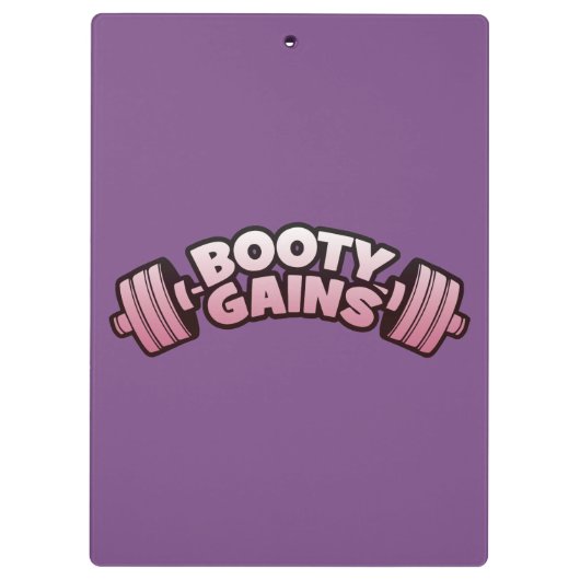 Booty Gains - Women's Novelty Motivatie Workout Klembord (Achterkant)