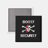 Booty Security Funny Skull Pirate Apparel Caribbea Magneet (Voorkant / Achterkant)