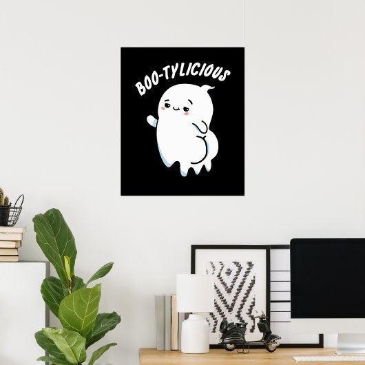Bootylicious Funny Ghost Pun Dark BG Poster (Thuiskantoor)