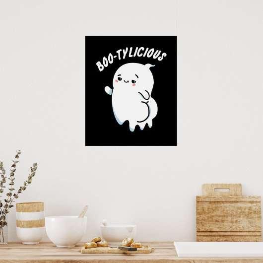 Bootylicious Funny Ghost Pun Dark BG Poster (Keuken)
