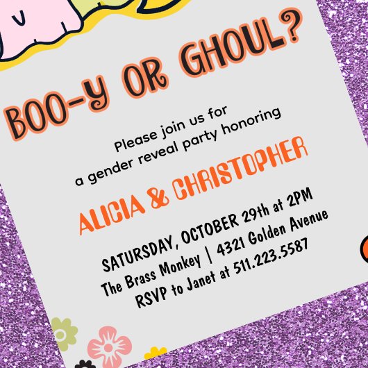 Booy of Ghoul 70s Ghost Halloween Geslacht onthull Kaart