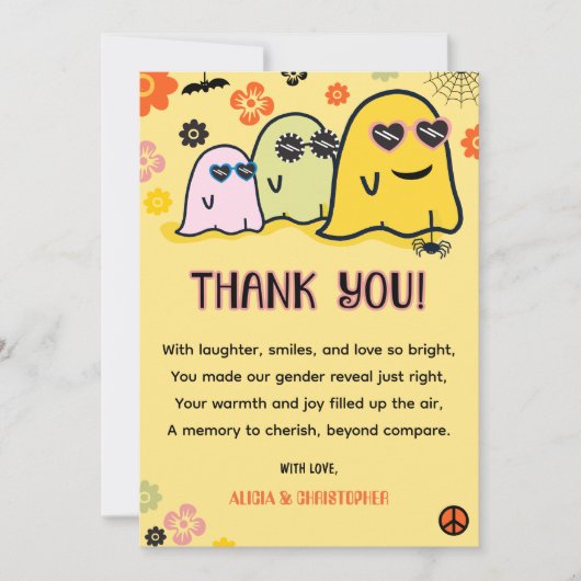 Booy of Ghoul Groovy Ghost Halloween Geslacht onth Bedankkaart (Voorkant)