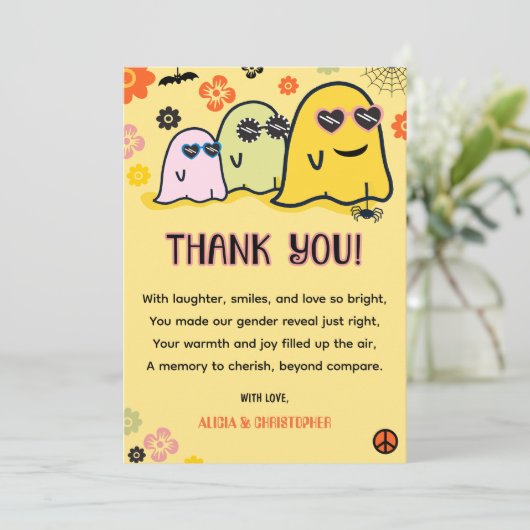Booy of Ghoul Groovy Ghost Halloween Geslacht onth Bedankkaart (Staand voorkant)