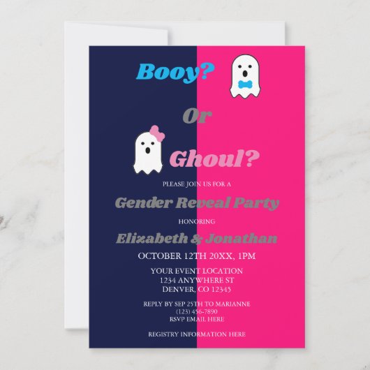 Booy of Ghoul Halloween Ghost Gender onthullen Kaart (Voorkant)