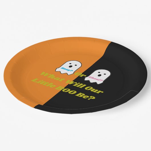 Booy of Ghoul Halloween Ghost Gender onthullen Papieren Bordje (Gekanteld)