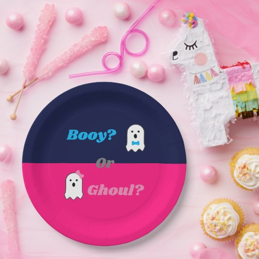 Booy of Ghoul Halloween Ghost Gender onthullen Papieren Bordje (Feest)