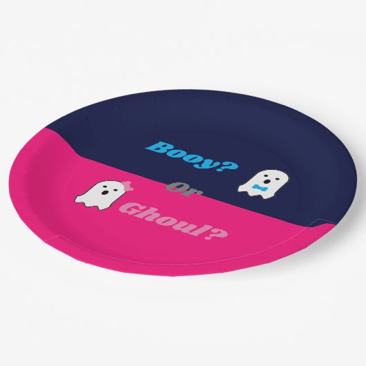 Booy of Ghoul Halloween Ghost Gender onthullen Papieren Bordje (Gekanteld)