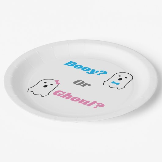 Booy of Ghoul Halloween Ghost Gender onthullen Papieren Bordje (Gekanteld)