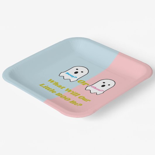 Booy of Ghoul Halloween Ghost Gender onthullen Papieren Bordje (Gebogen)