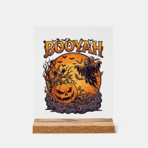 Booyah Halloween Pompoen Grim Reaper Oranje Maan_1 Acryl Bord