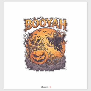 Booyah Halloween Pompoen Grim Reaper Oranje Maan_1 Sticker