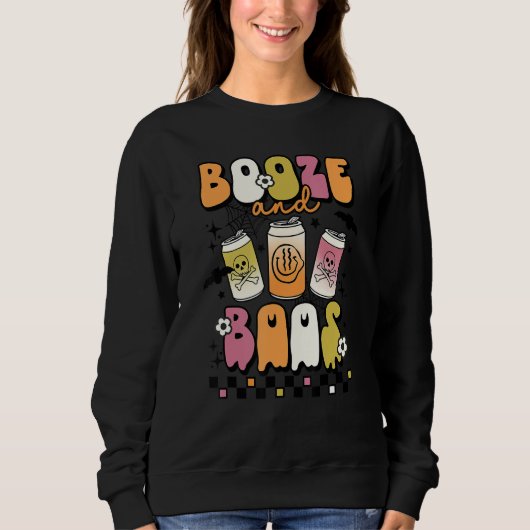 Booze And Boos Groovy Boo Crew Halloween Costume Trui (Voorkant)