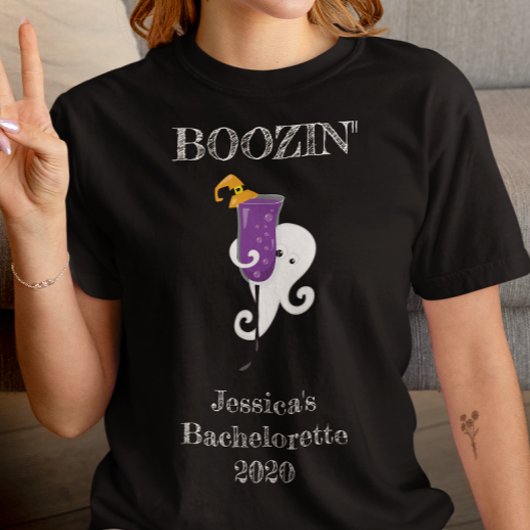 Booze Bachelorette Party Ghost Cocktail Halloween T-shirt