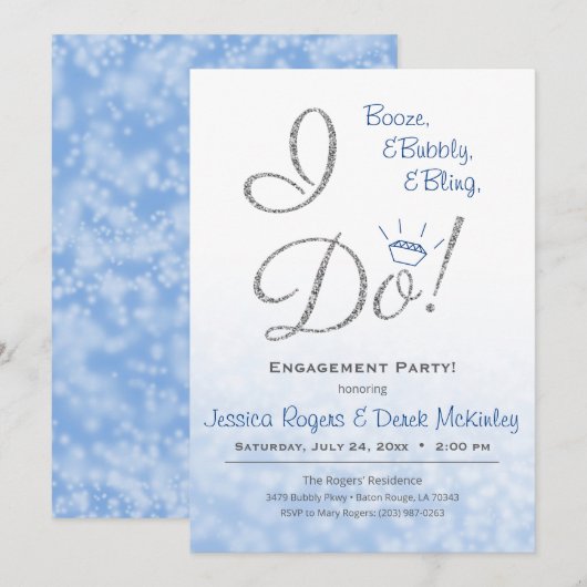 Booze, bubbels en bling, ik doe een blauwe milieup kaart (Voorkant / Achterkant)