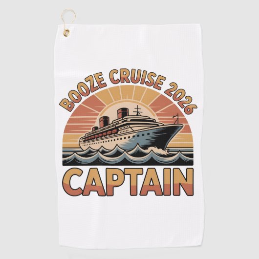 Booze Cruise 2026 The Captain Funny Matching   Golfhanddoek (Voorkant)