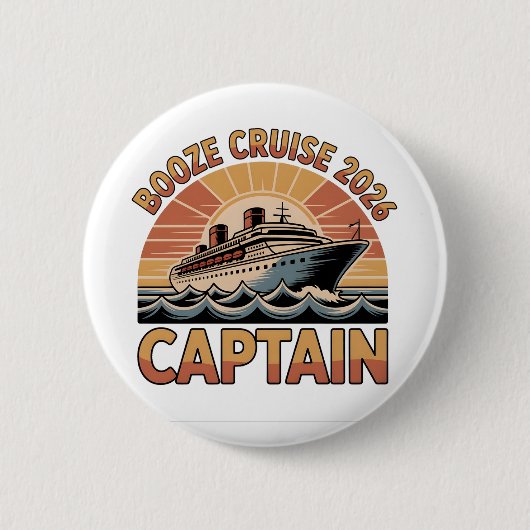Booze Cruise 2026 The Captain Funny Matching   Ronde Button 5,7 Cm (Voorkant)