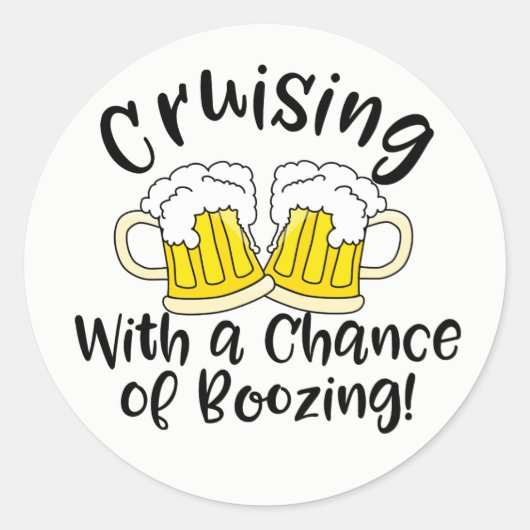 Booze Cruise Funny Crusing Drink Partij Ronde Sticker (Voorkant)