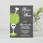 Booze en Boos Halloween Cocktail Kaart (Staand voorkant)