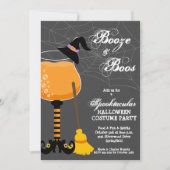 Booze en Boos Halloween Wijnglas Kaart (Voorkant)