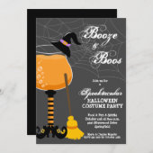 Booze en Boos Halloween Wijnglas Kaart (Voorkant / Achterkant)