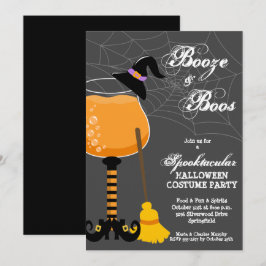 Booze en Boos Halloween Wijnglas Kaart