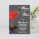 Booze en Boos Martini Budget Halloween Kaart (Staand voorkant)