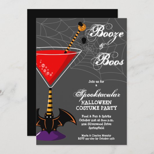 Booze en Boos Martini Budget Halloween Kaart (Voorkant / Achterkant)