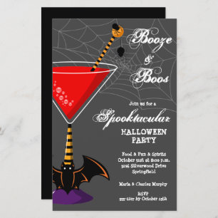 Booze en Boos Martini Budget Halloween Uitnodiging