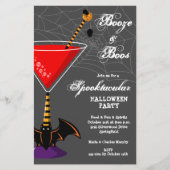 Booze en Boos Martini Budget Halloween Uitnodiging (Voorkant)