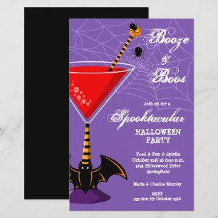 Booze en Boos Martini Budget Halloween Uitnodiging