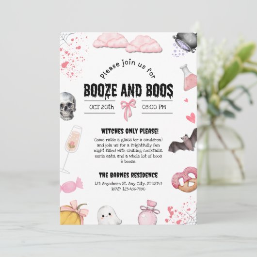 Booze en Boos Party Kaart (Staand voorkant)