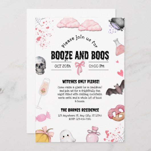 Booze en Boos Party Kaart (Voorkant / Achterkant)