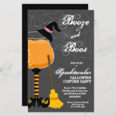 Booze en Boos Witch Budget Halloween Invites (Voorkant / Achterkant)