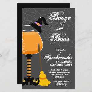 Booze en Boos Witch Budget Halloween Invites