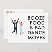 Booze, eten, slechte dans beweegt grappig genoeg o aankondigingskaart (Voorkant / Achterkant)