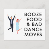 Booze, eten, slechte dans beweegt grappig genoeg o aankondigingskaart (Voorkant)