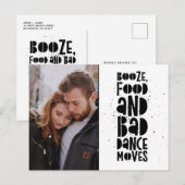 Booze, eten, slechte dansbewegingen foto's opslaan aankondigingskaart (Voorkant / Achterkant)