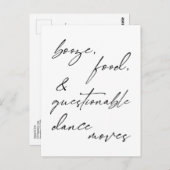 Booze, eten, & twijfelachtige dans beweegt Kaart (Voorkant / Achterkant)