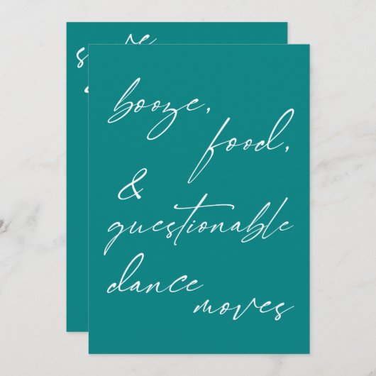 Booze, eten, & twijfelachtige dans beweegt Kaart (Voorkant / Achterkant)