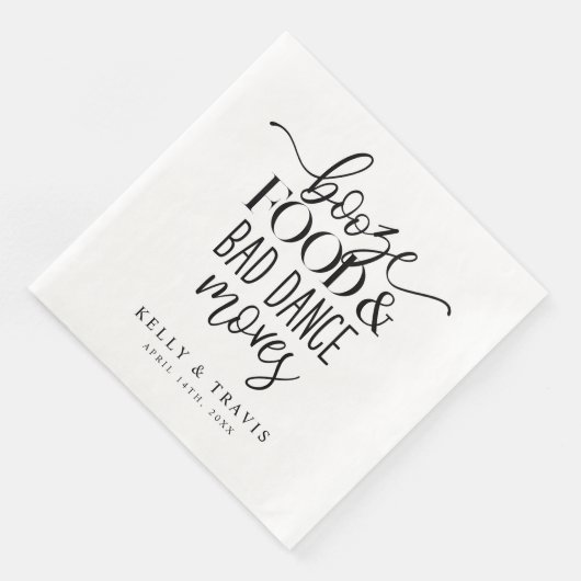 Booze Food and Bad Dance Moves Wedding Napkin Servet (Hoek)
