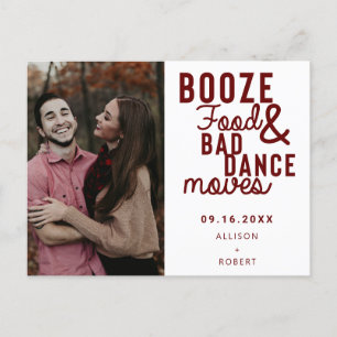 Booze Food & Bad Dance Moves Funny Date Foto Aankondigingskaart