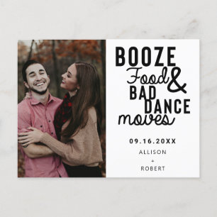 Booze Food & Bad Dance Moves Funny Date Foto Aankondigingskaart