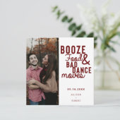 Booze Food & Bad Dance Moves Funny Date Foto Save The Date (Staand voorkant)